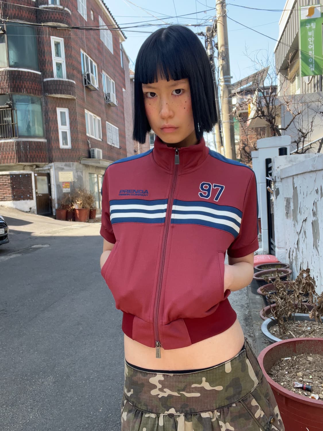 프렌다 버건디 스포츠 반팔 져지 상품이미지1