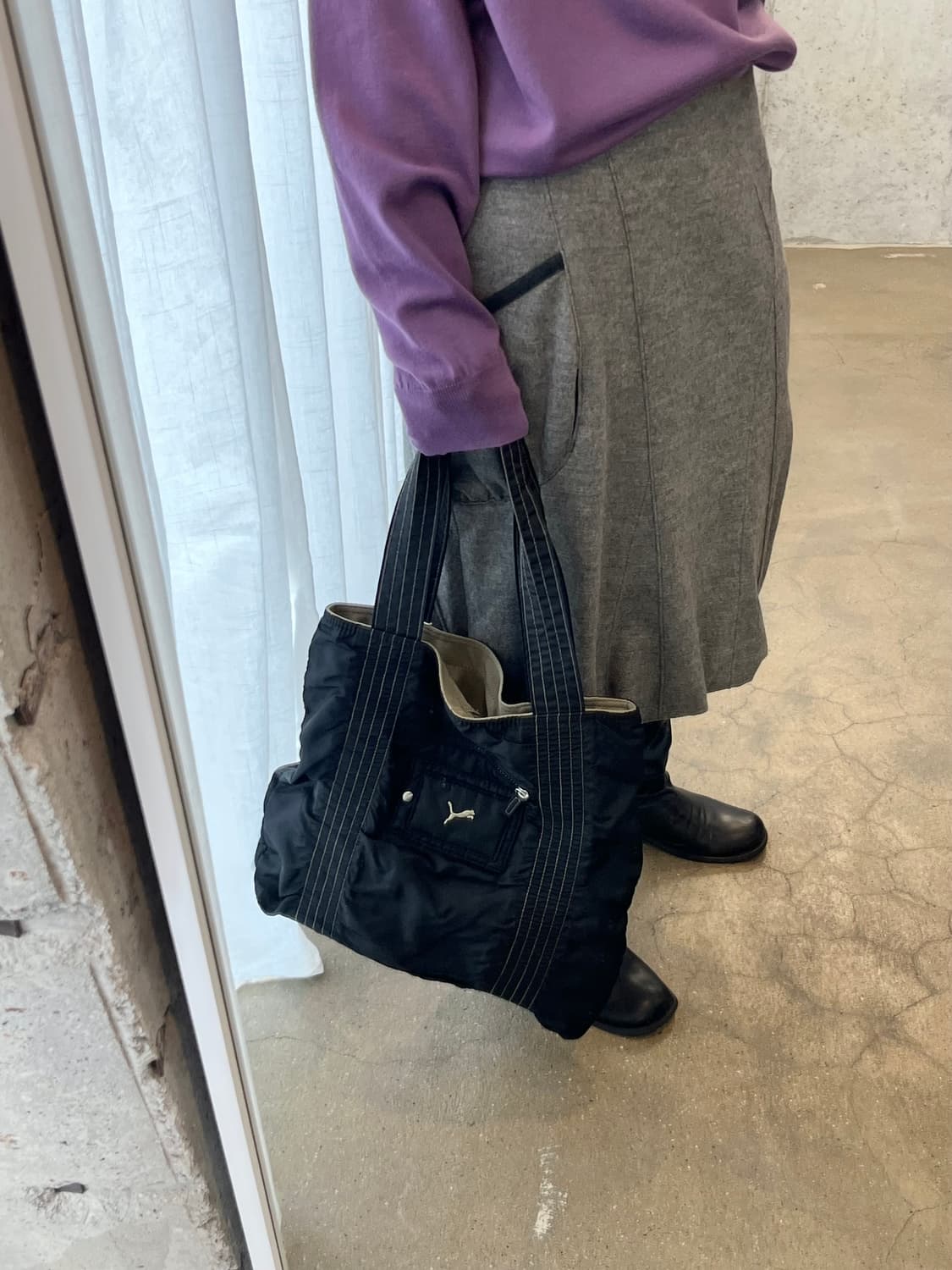 00s PUMA 스티치 나일론 백 블랙 상품이미지4