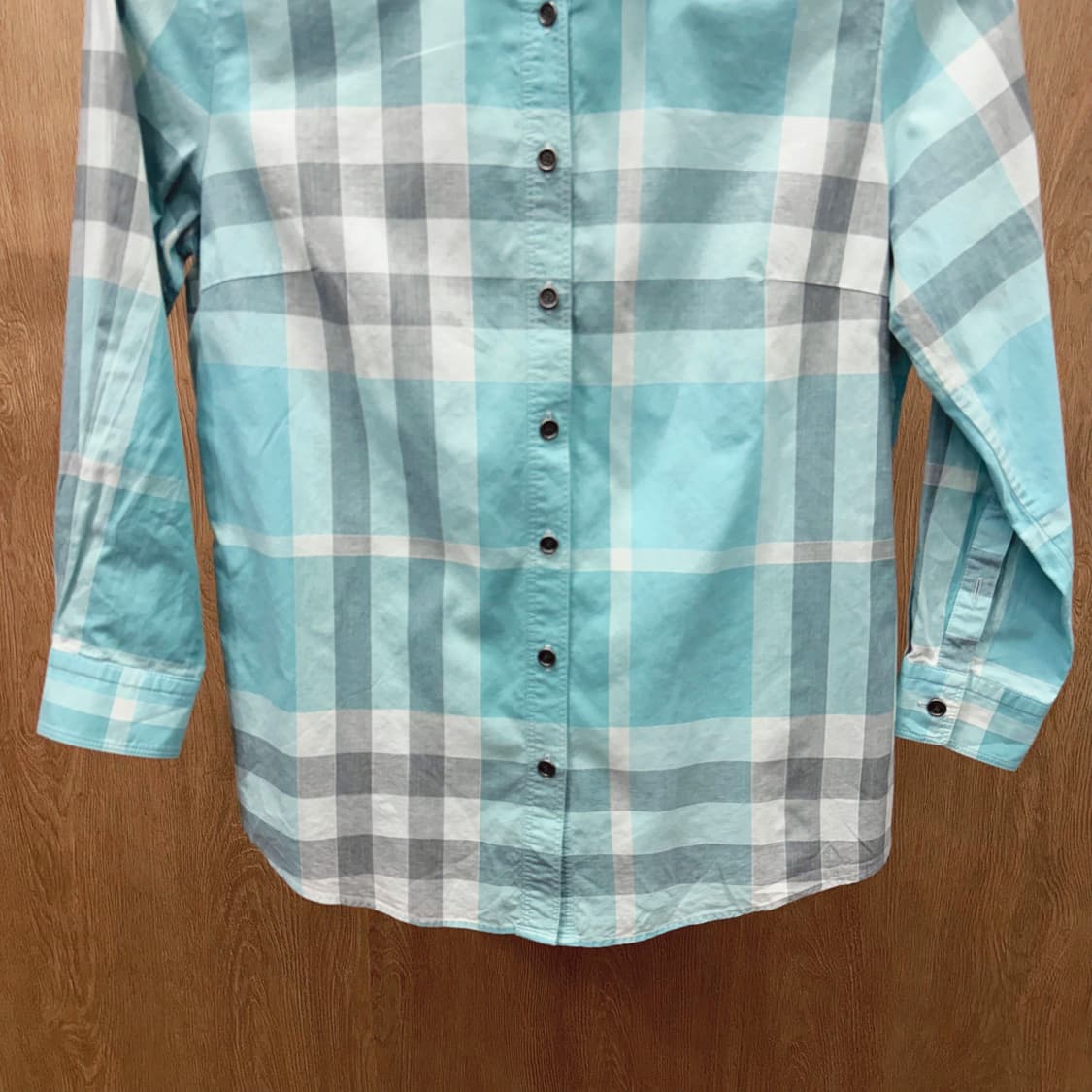 버버리 런던 코튼 셔츠 노바 체크 패턴 디테일 레귤러핏 민트 블루 상품이미지5