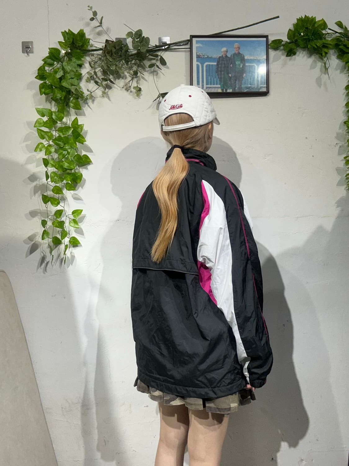 미즈노 블랙 핑크 오버핏 바람막이 트랙 자켓 M 상품이미지3