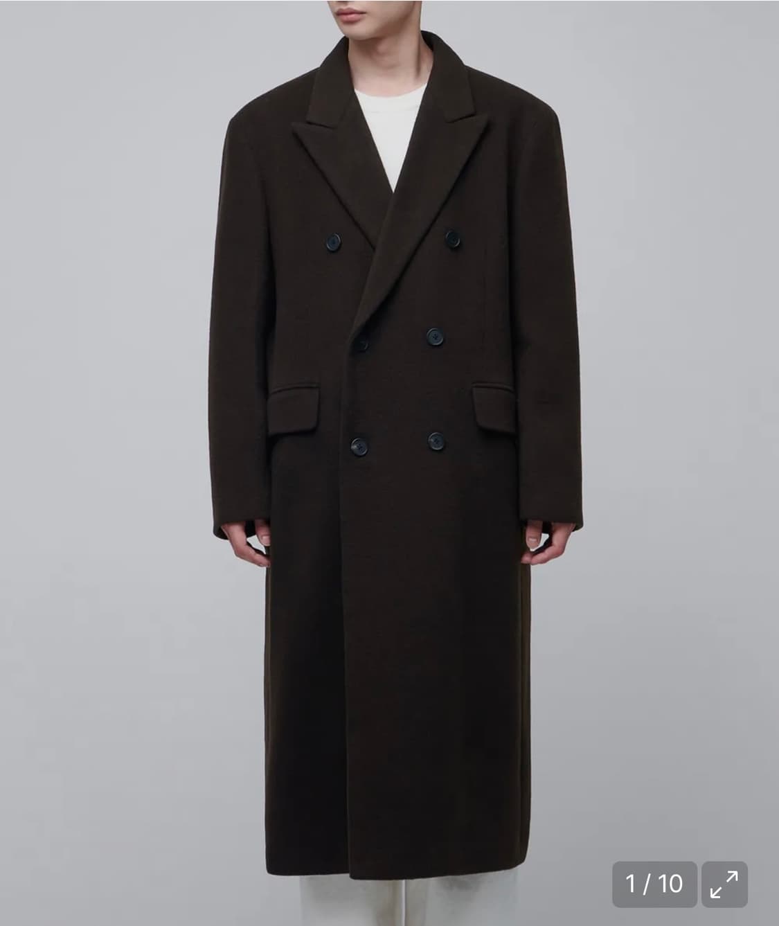 [2XL] 무신사스탠다드 캐시미어 블랜드 대디 롱 더블 코트 다크브라운 상품이미지1