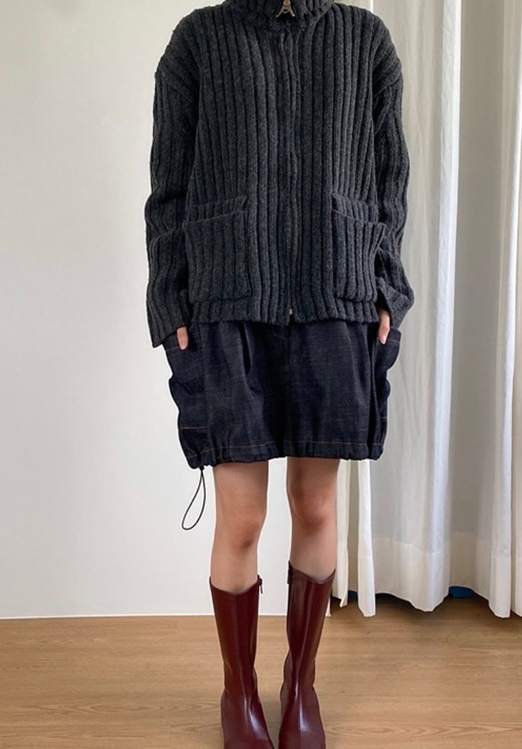 생지 데님 펌킨 스커트 상품이미지3