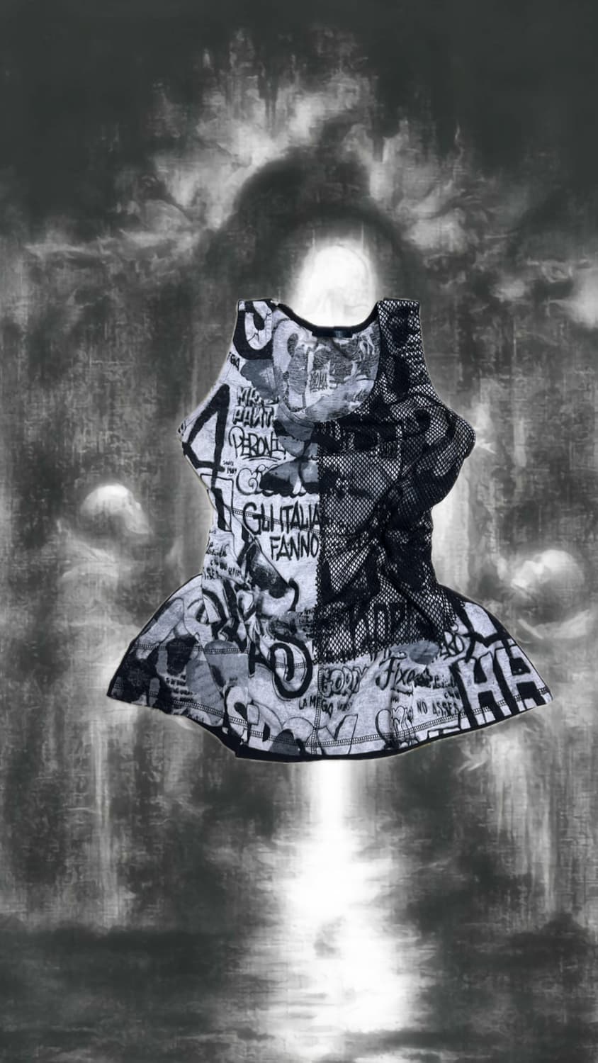 Punk pattern zipper sleeveless 상품이미지1