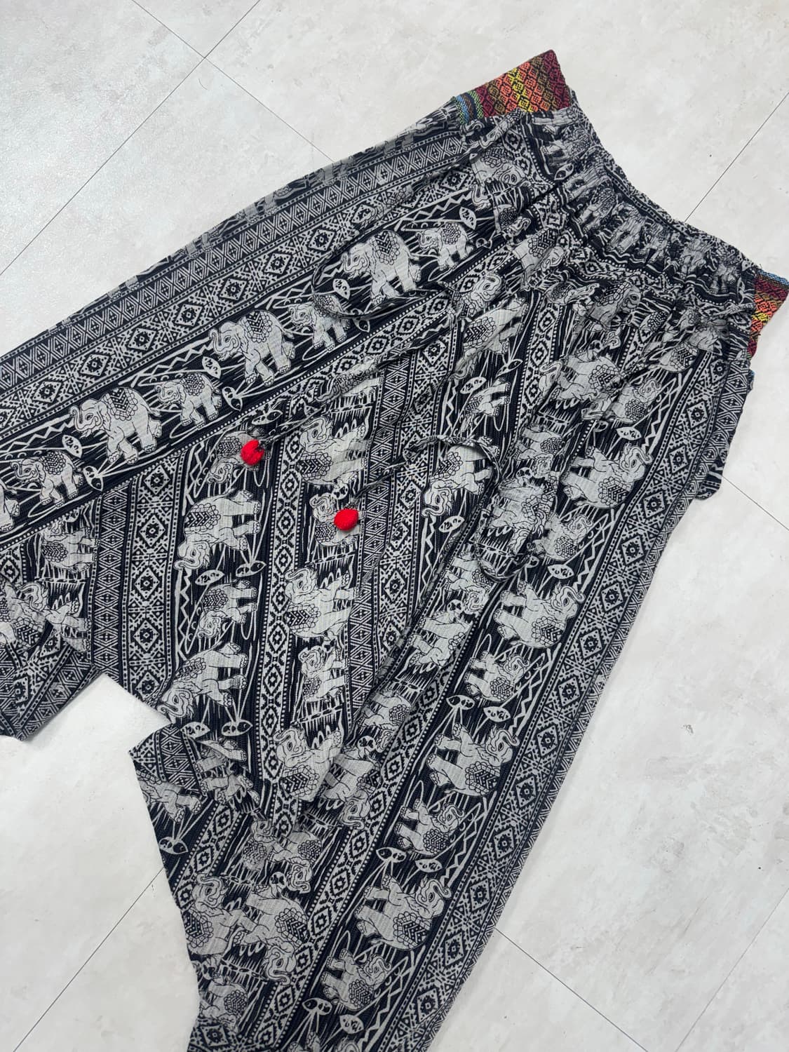 •에스닉 히피 코끼리 패턴 하렘팬츠 (포켓 디테일) 상품이미지2