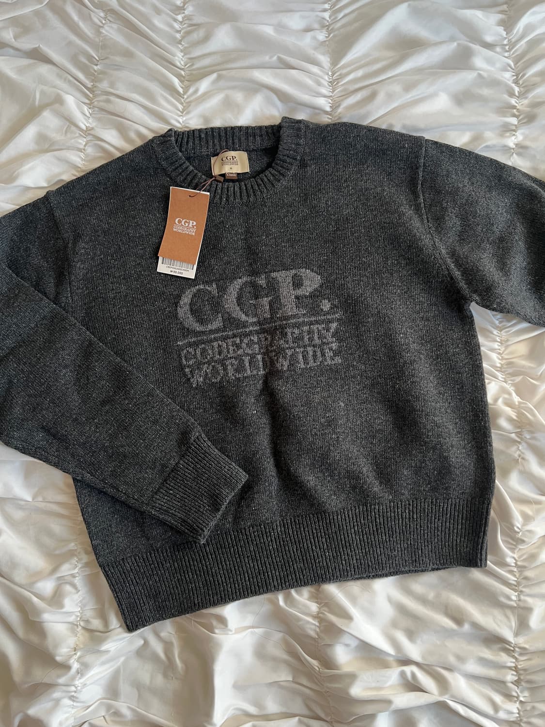 코드그라피 스퀘어 로고 니트_차콜 상품이미지2