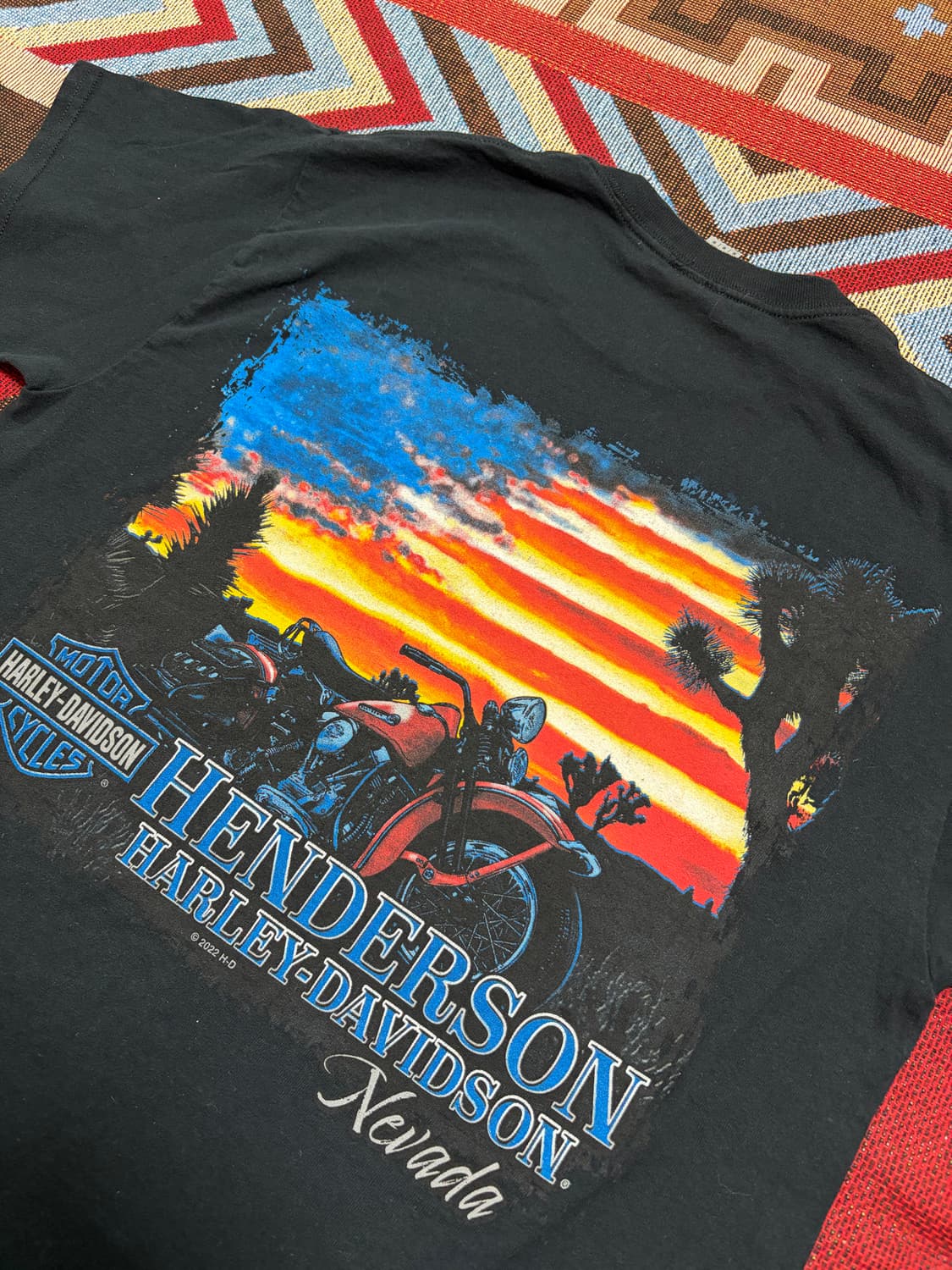 Harley Davidson 할리데이비슨 빈티지 성조기 프린팅 반팔  상품이미지5
