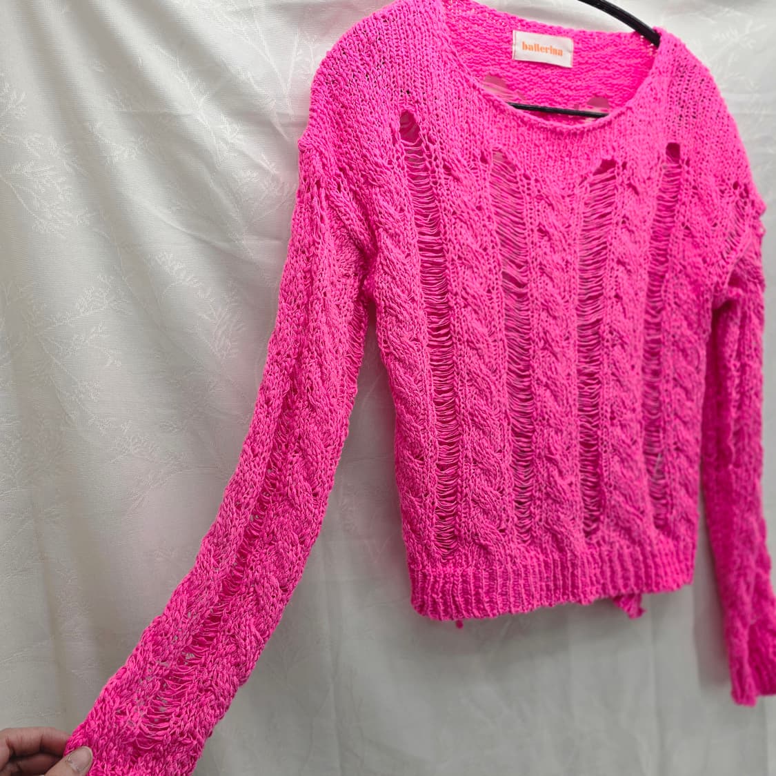 ballerina 핑크 데미지 니트 상품이미지3