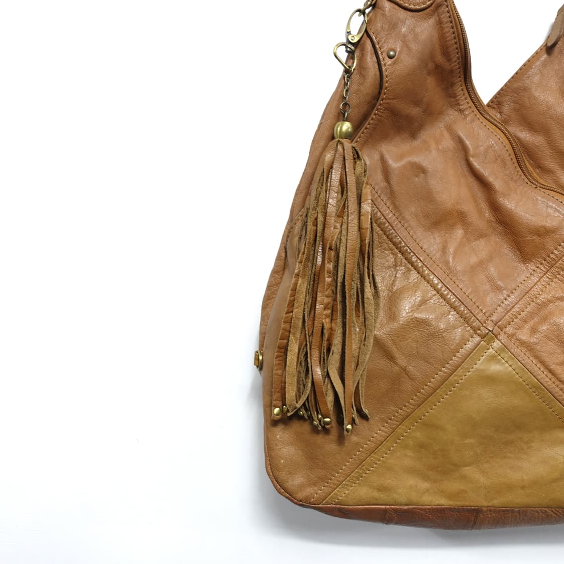 빈티지 태슬 디테일 브라운 레더 오리가미백 상품이미지7