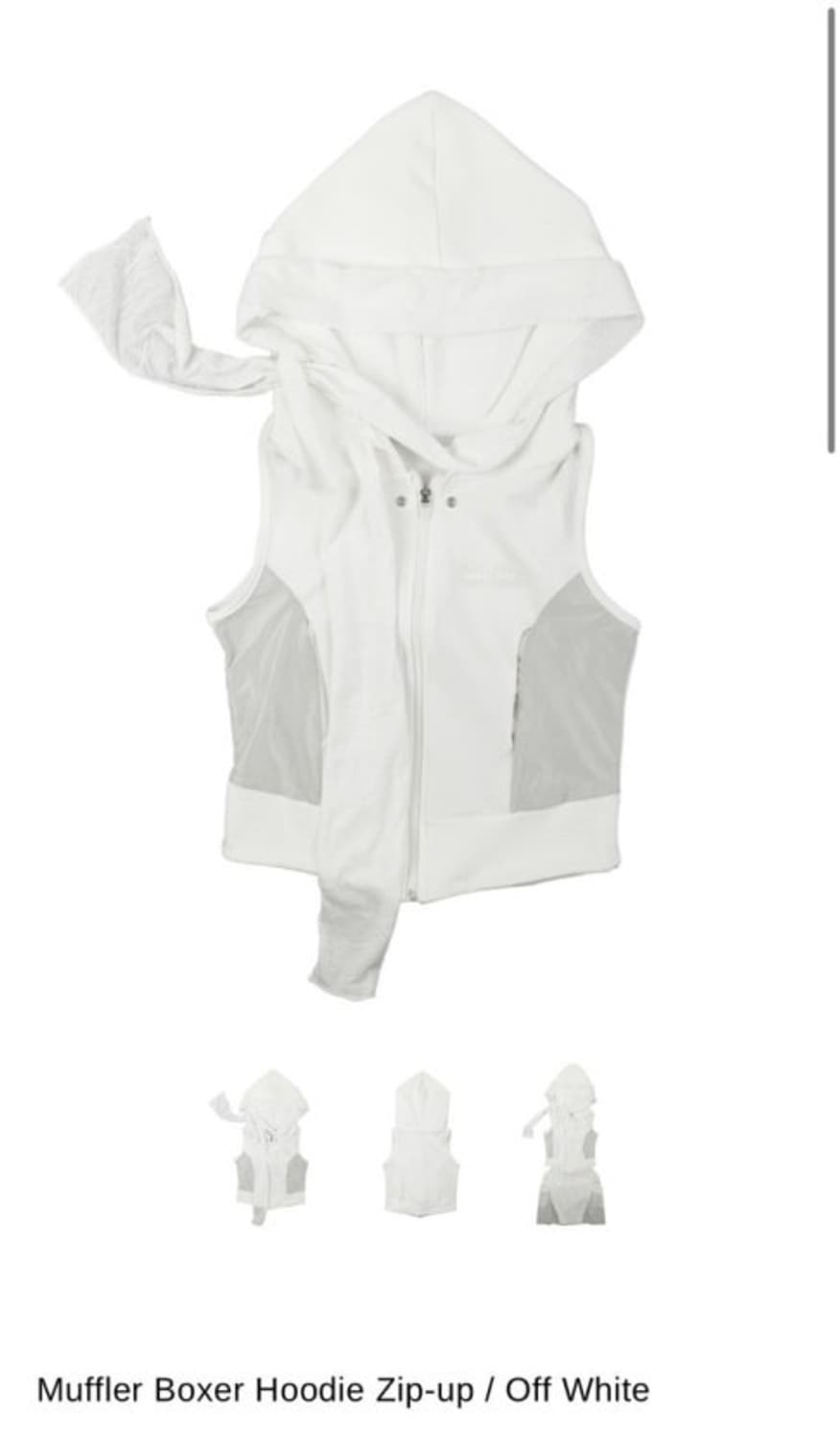 오호스 복서 머플러 후드집업 화이트 상품이미지1