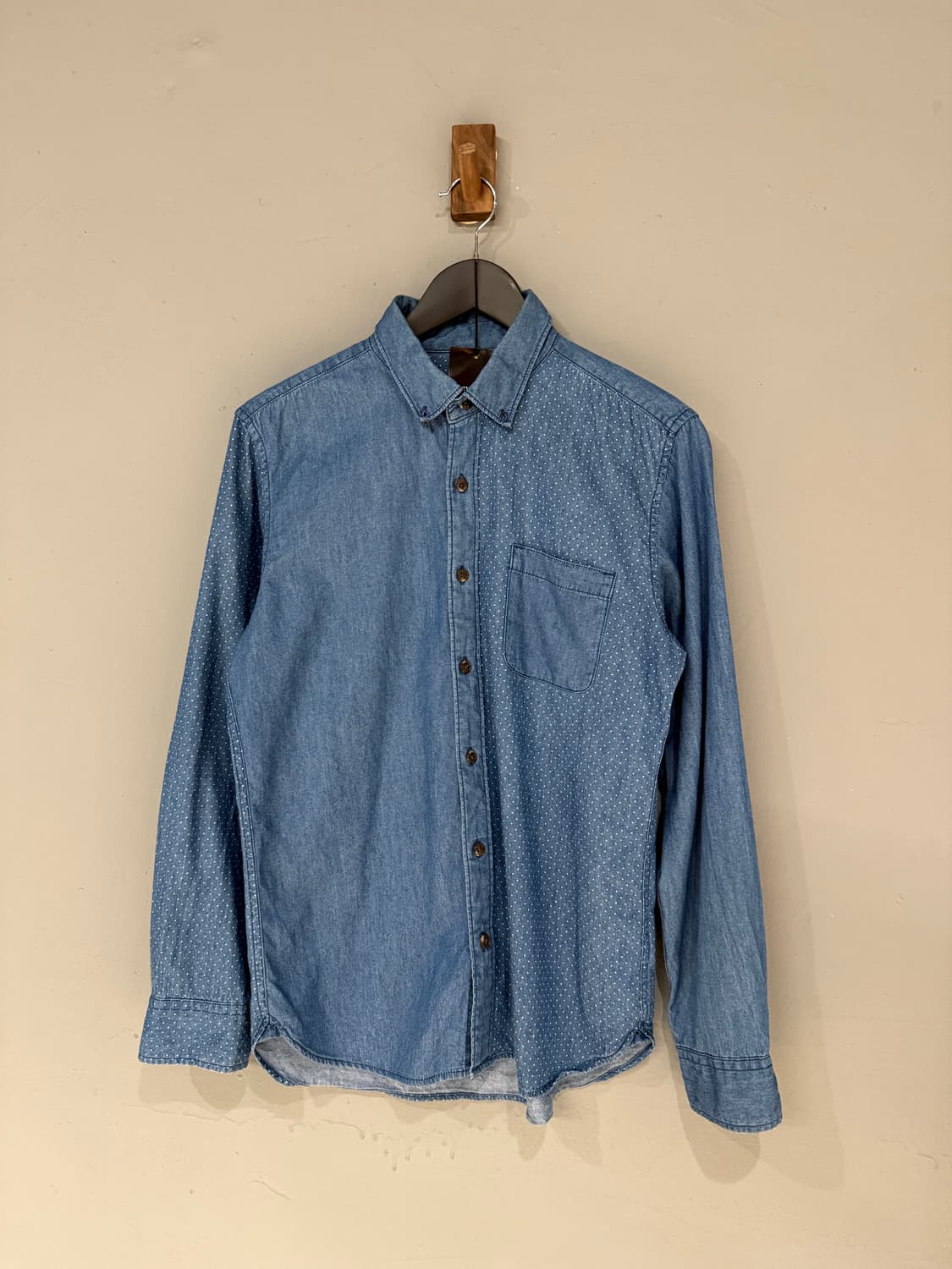dot pattern pocket denim shirt 상품이미지4