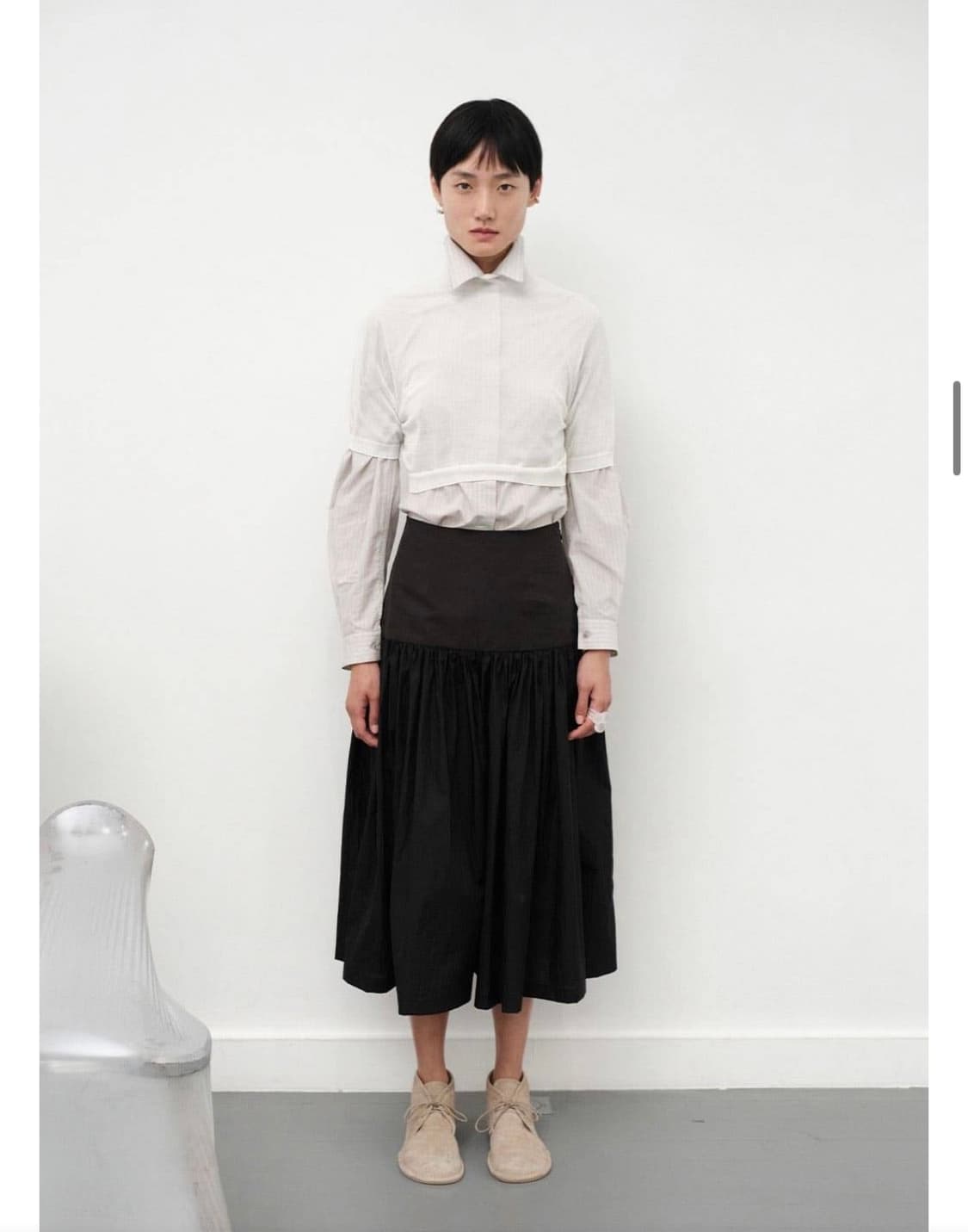 아모멘토 Shirring Culotte Pants, Black 상품이미지1