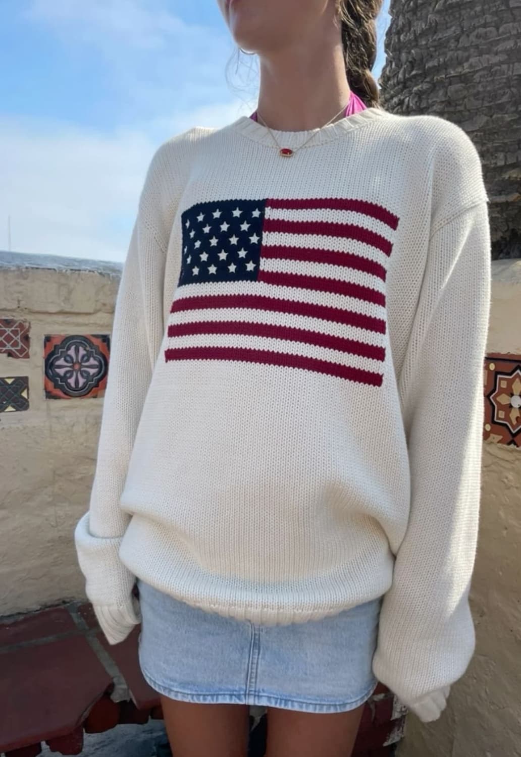 브랜디멜빌 성조기 니트 아이보리 상품이미지1
