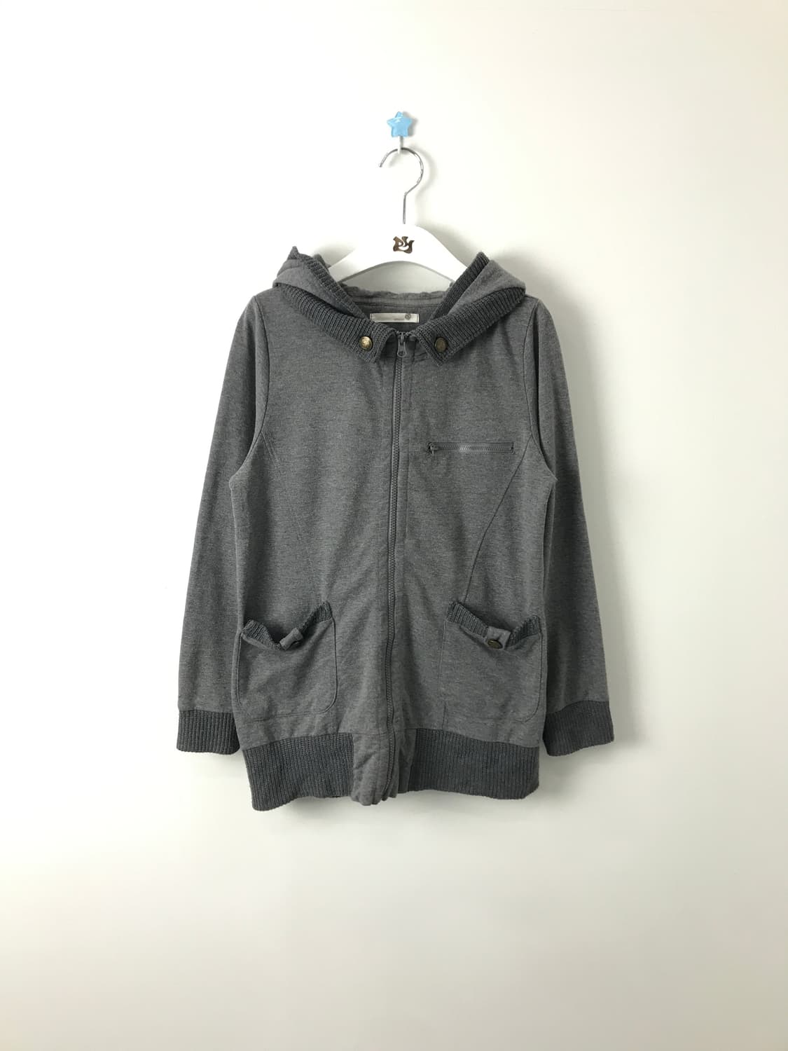 'ESTACOT' Gray Y2k Zip Up Hoodie 상품이미지3