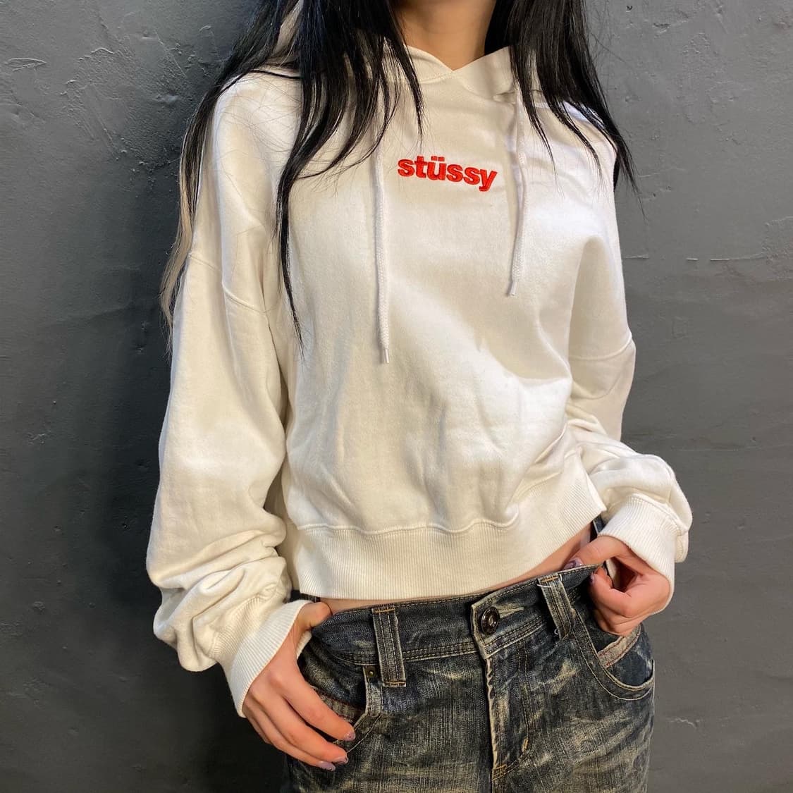 스투시 크롭 후드티 상품이미지4