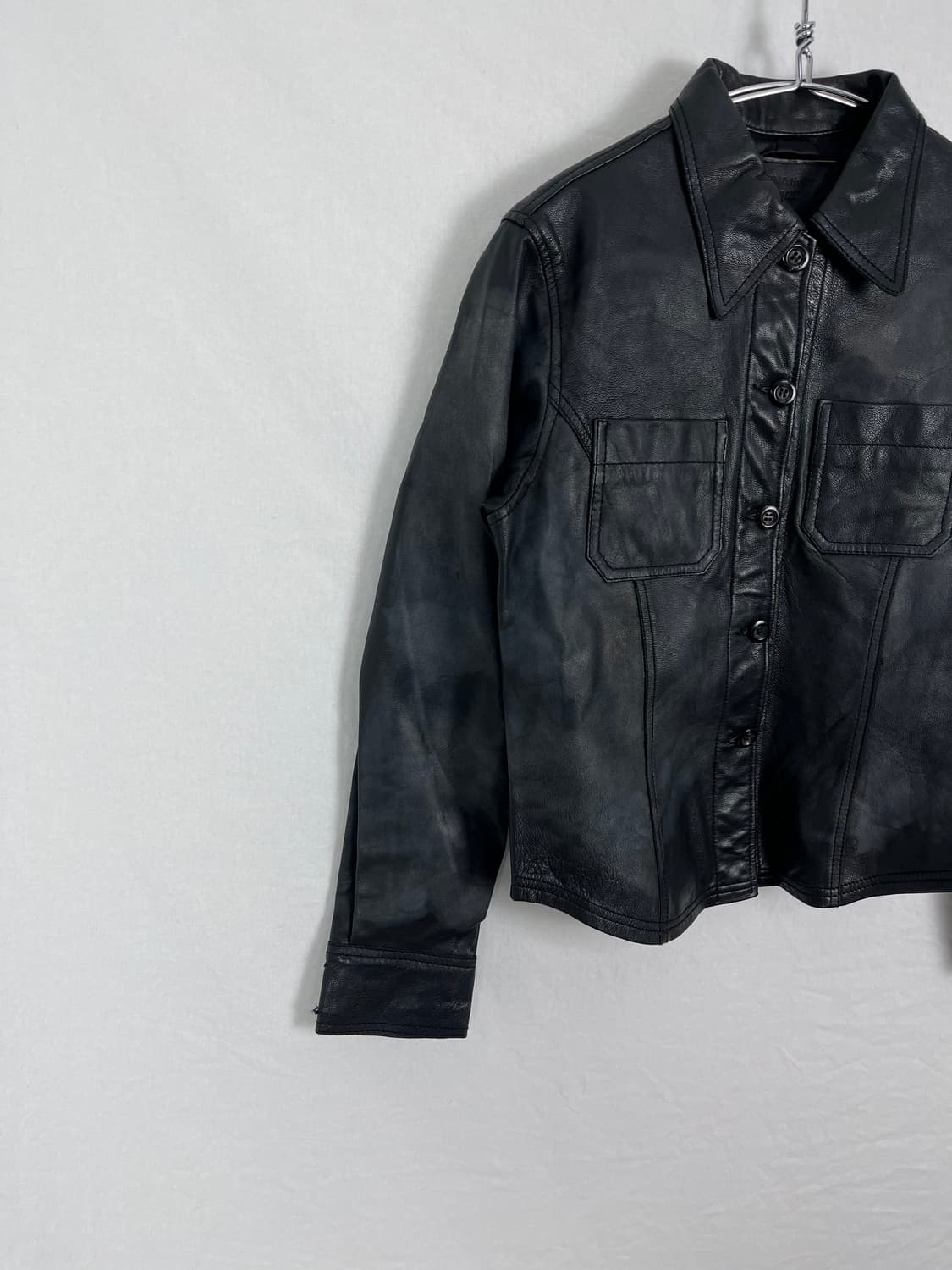 Vintage 워시드 리얼레더 셔츠 자켓  상품이미지4
