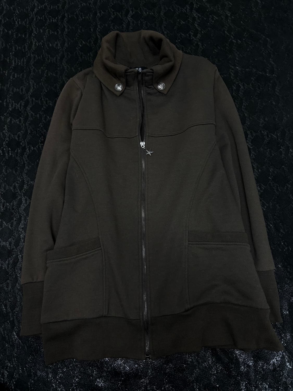 “PLG” Y2K star Detail Brown Zip Up 상품이미지4
