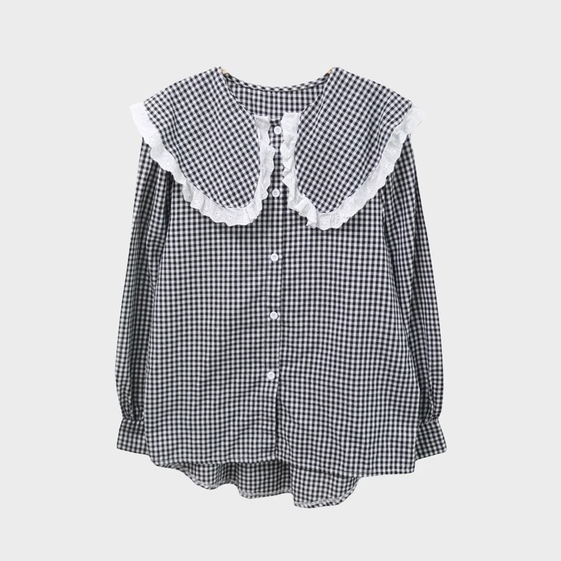 체크 세라넥 블라우스 66408 상품이미지1