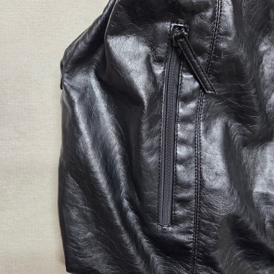 일본 빈티지 블랙 레더 호보백 상품이미지3