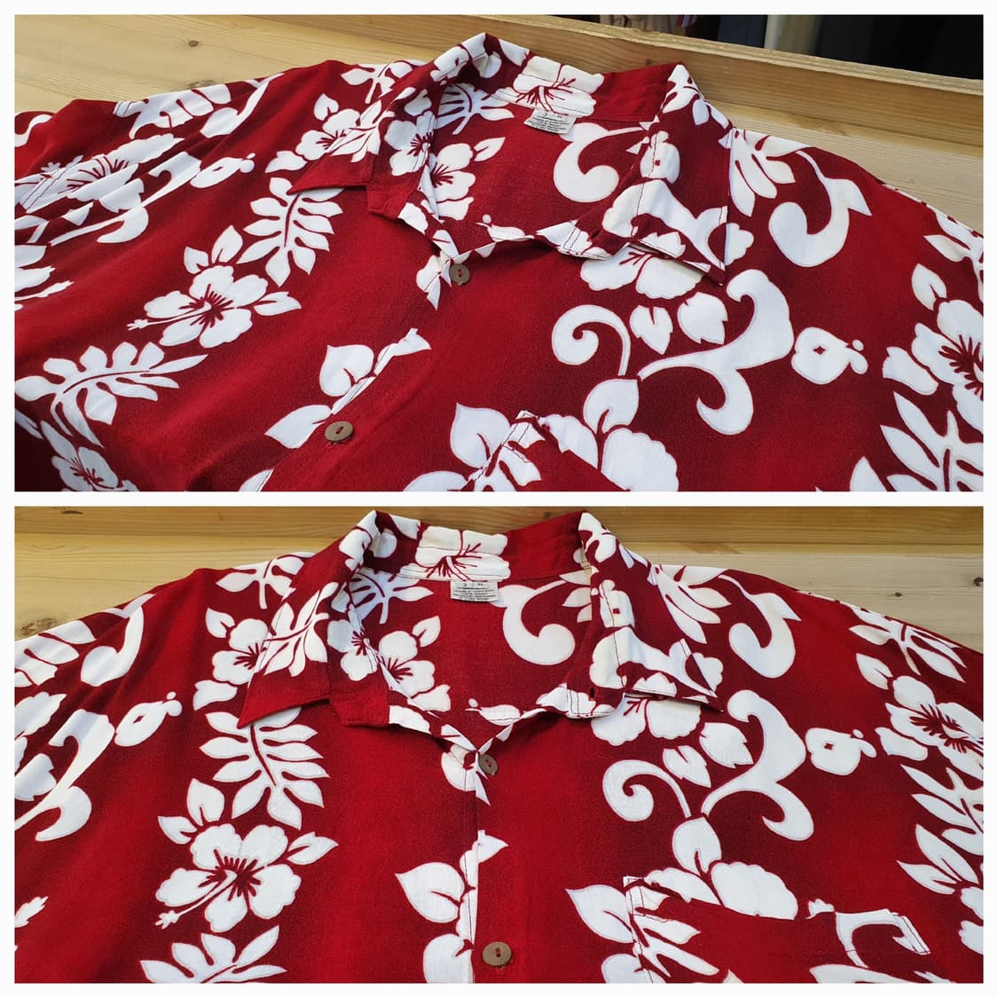 130(4XL) .하와이안 셔츠(딥레드) 상품이미지3