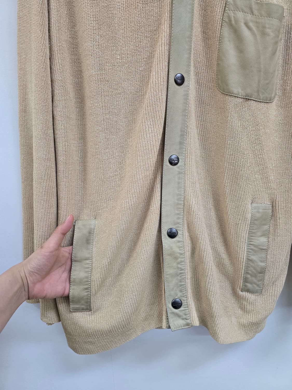 살바토레 페레가모 가죽배색 린넨혼방 셔츠 니트가디건 상품이미지7