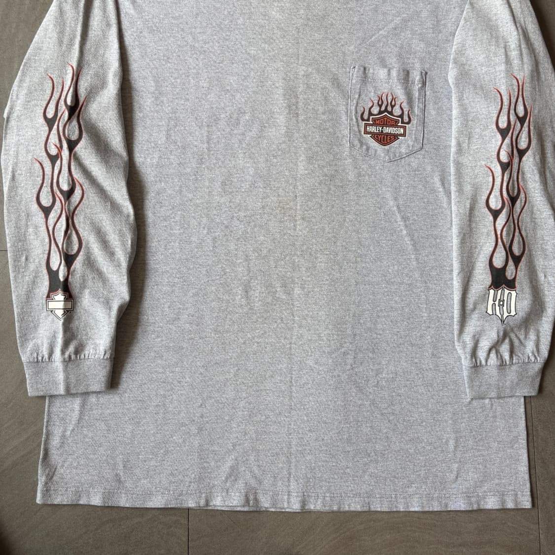 할리데이비슨 미국 생산 그레이 플레임 긴팔 티셔츠 상품이미지4