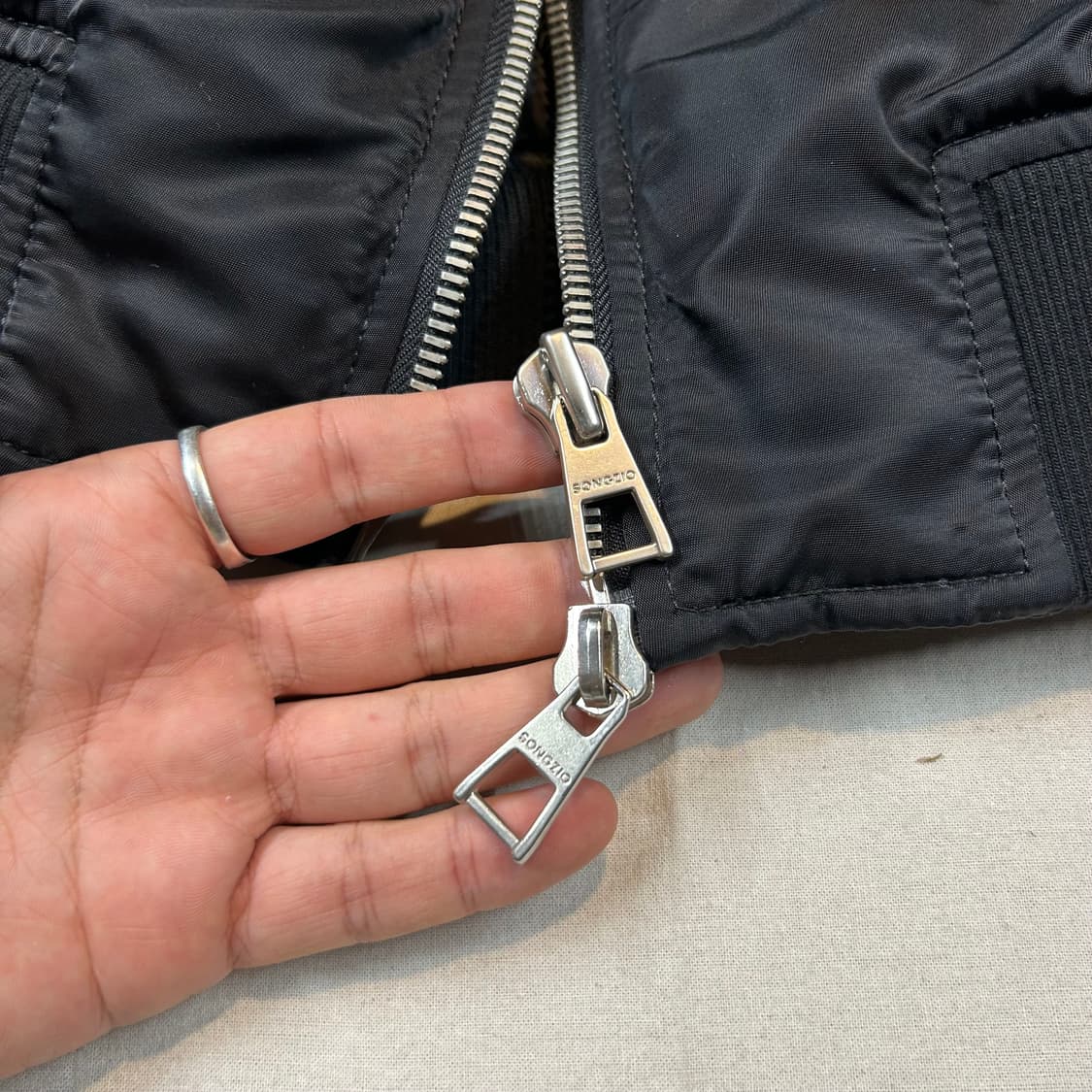 XL) 송지오 옴므 MA-1 항공점퍼 봄버 자켓 블랙 상품이미지5