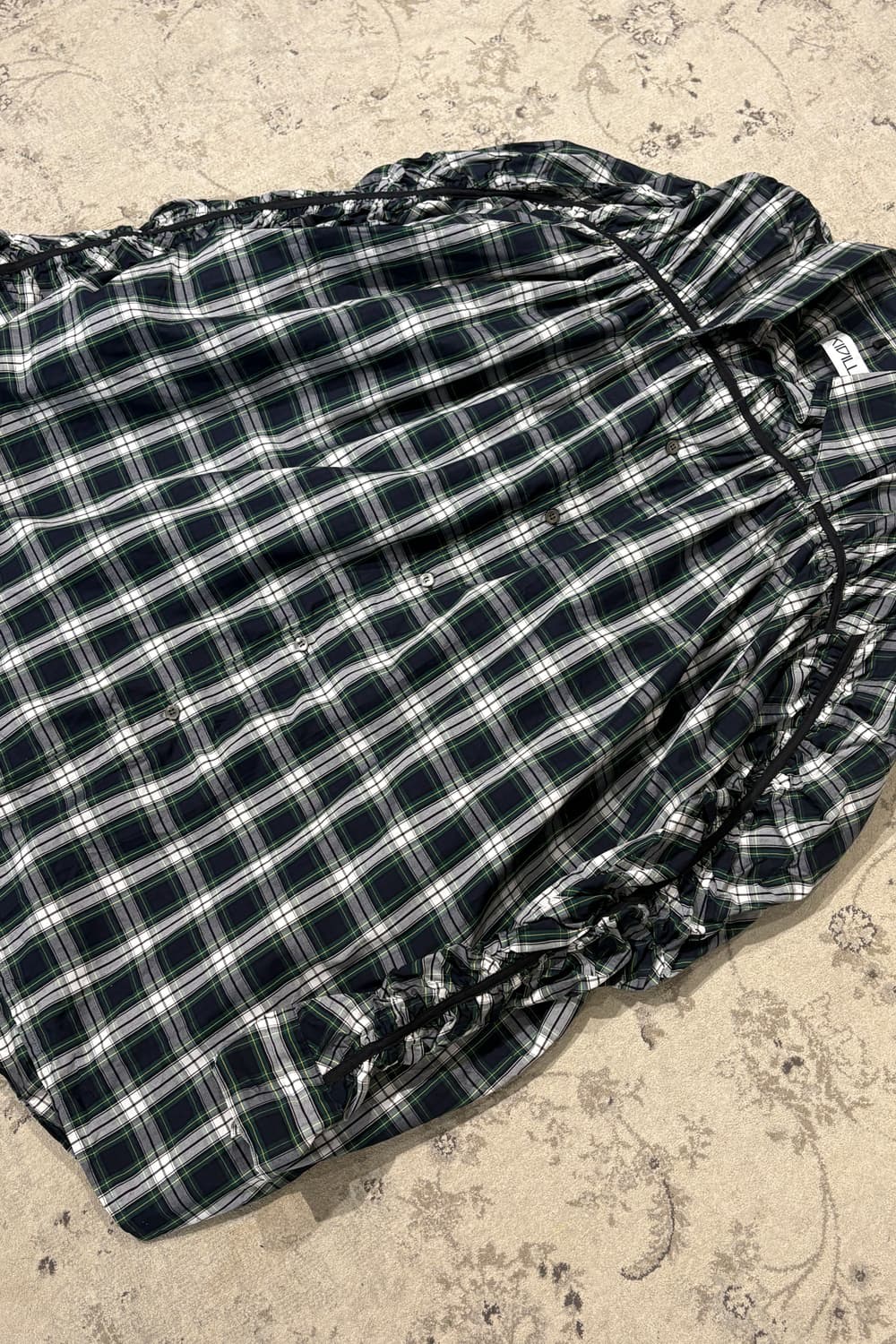 KIDILL Ruched Plaid Oversized Shirt 상품이미지7