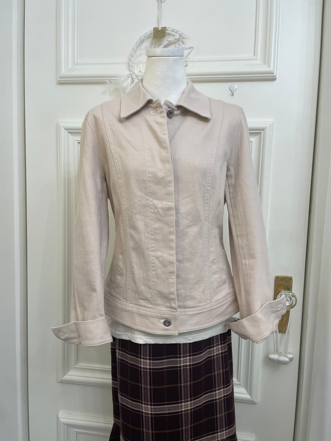 sheer pink cotton basic jacket(size-38) 상품이미지1