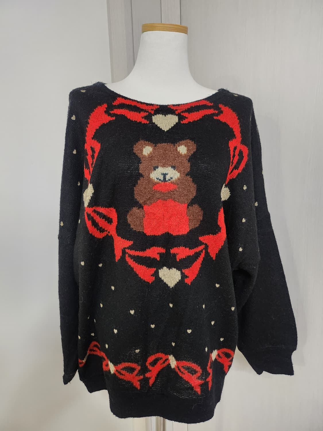 빈티지 하트 곰돌이 니트 상품이미지2