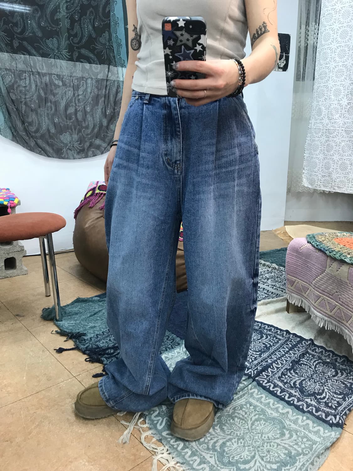 Takeasy 핀턱 와이드데님팬츠 상품이미지1