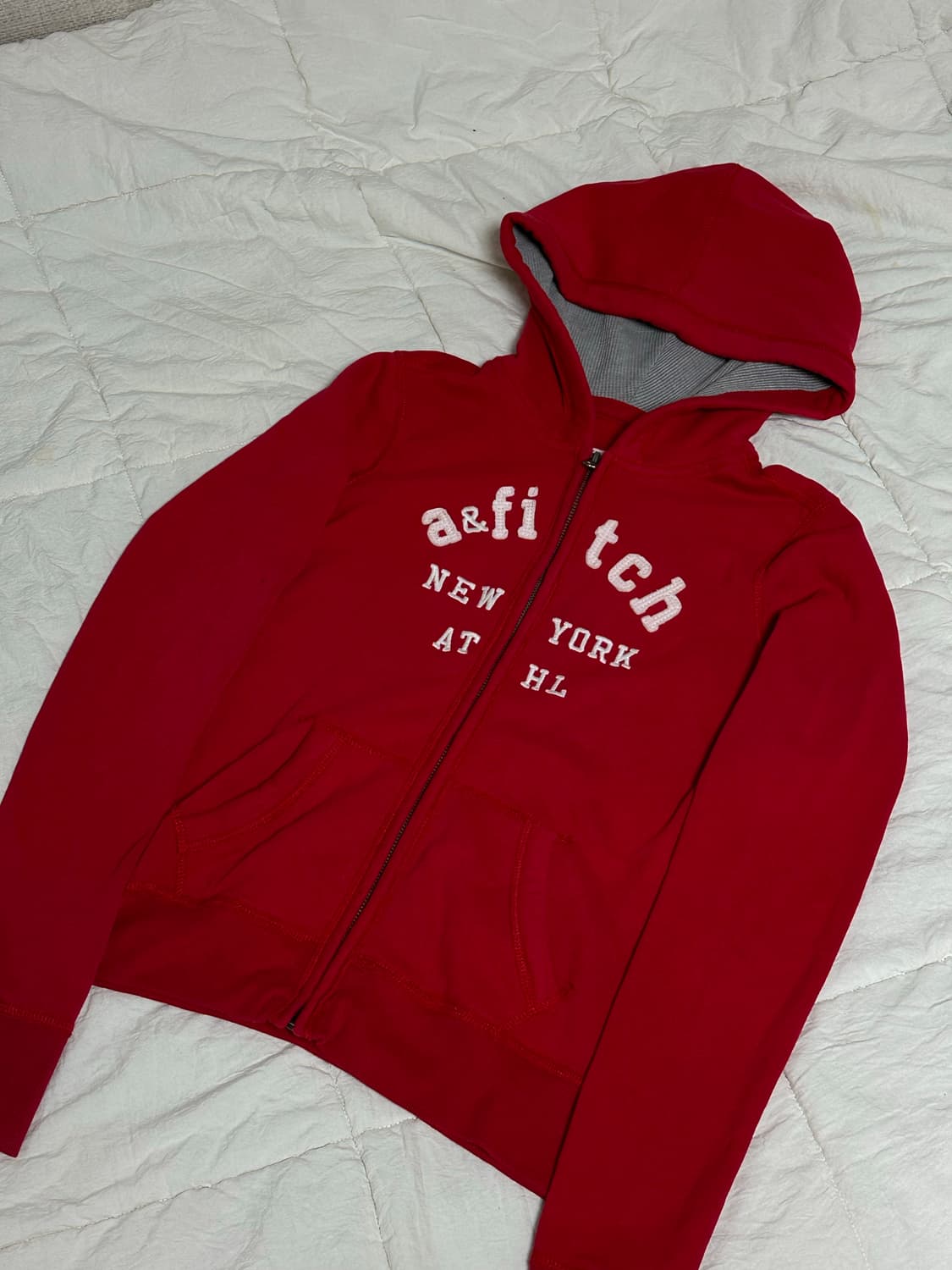 아베크롬비 레드 후드집업 스몰 여성용 상품이미지1