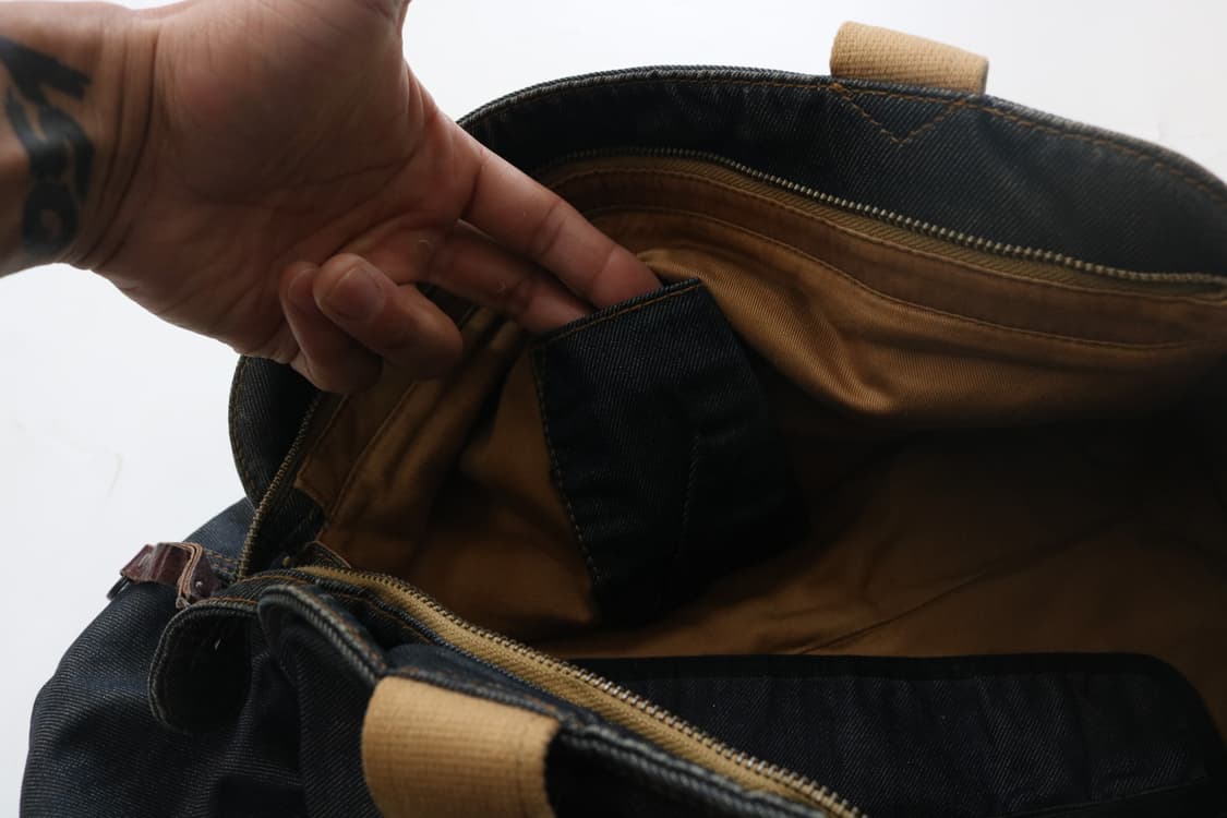 DIESEL 디젤 빈티지 데님 래더 핸들 토트백 상품이미지9