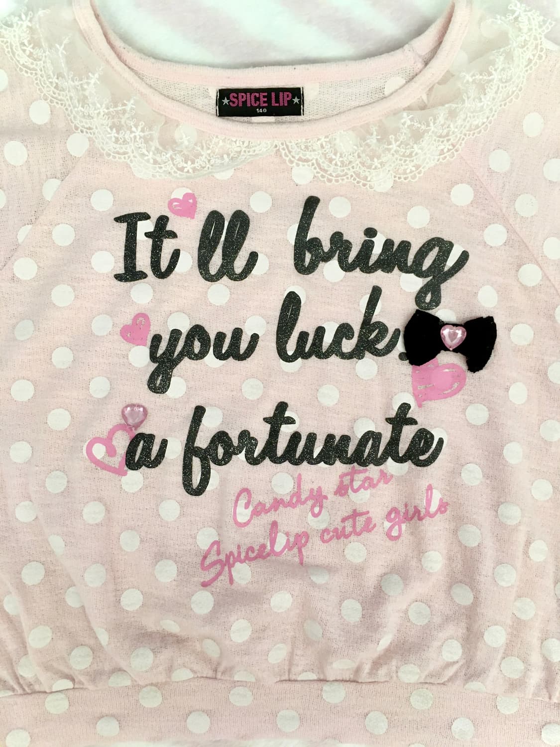 헤이세이 연핑크 도트 쥬얼 탑 레이스 히메갸루 땡땡이 상품이미지3