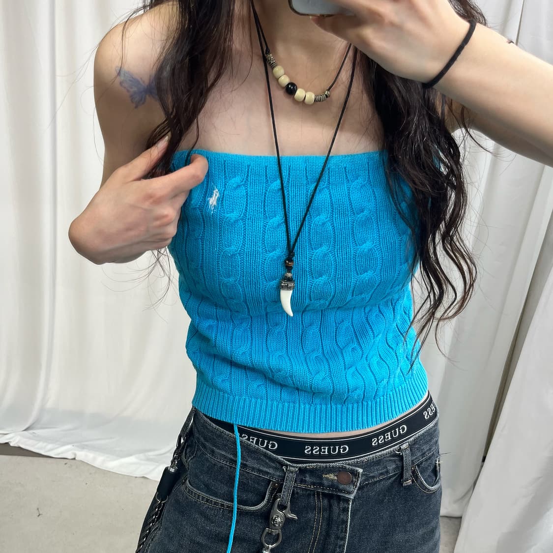 Polo knit holter-neck top 상품이미지2