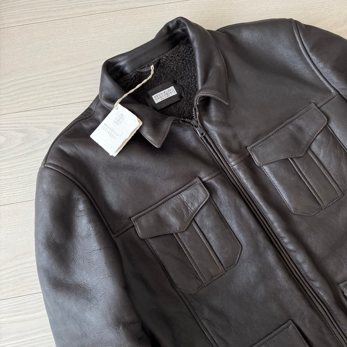 [명작,미사용] 브루넬로 쿠치넬리 최고급 쉽스킨 무통 무스탕 필드 자켓 상품이미지3