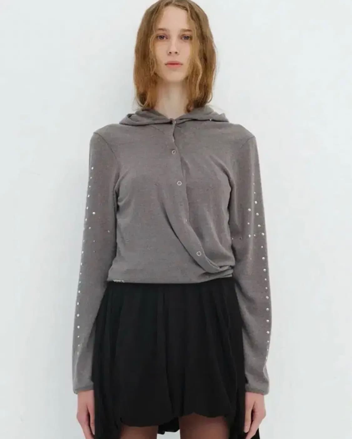 세릭 비즈 랩 후드 가디건 beads wrap hood cardigan 상품이미지1