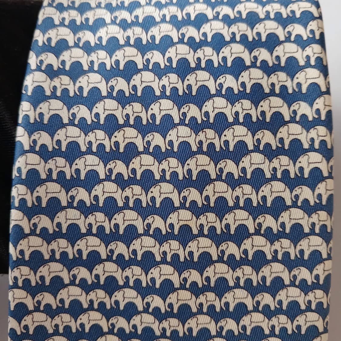 짐 톰슨 실크 블루 코끼리 패턴 넥타이 9.4cm A등급 A19750 상품이미지5