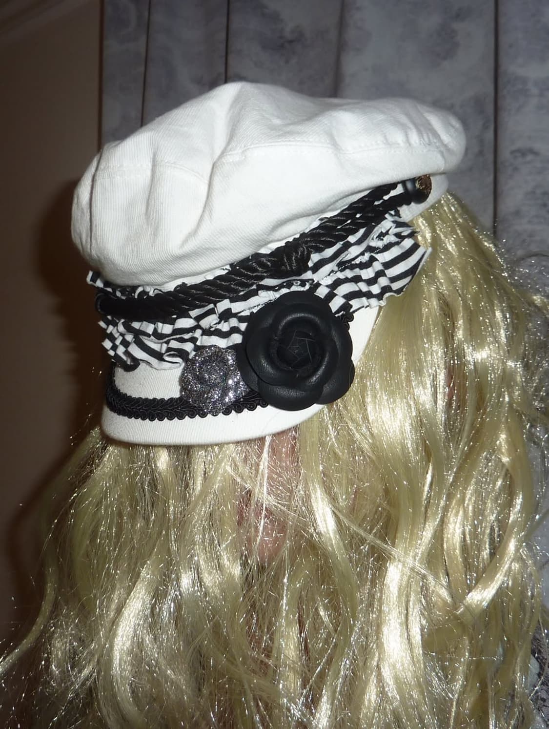 Stripe Ruffle Beret (White) 상품이미지8