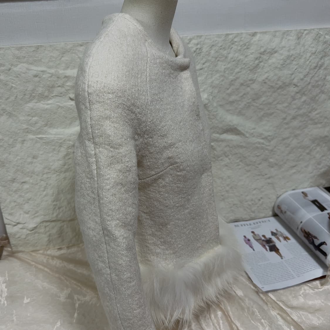 빈티지 이타리아 디자인너 트위드 라쿤퍼 자켓 상품이미지4