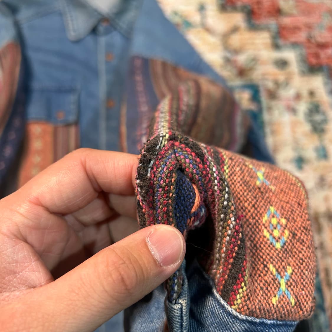 [XL] 골든구스 에스닉 패턴 니트 포인트 데님 자켓 상품이미지5