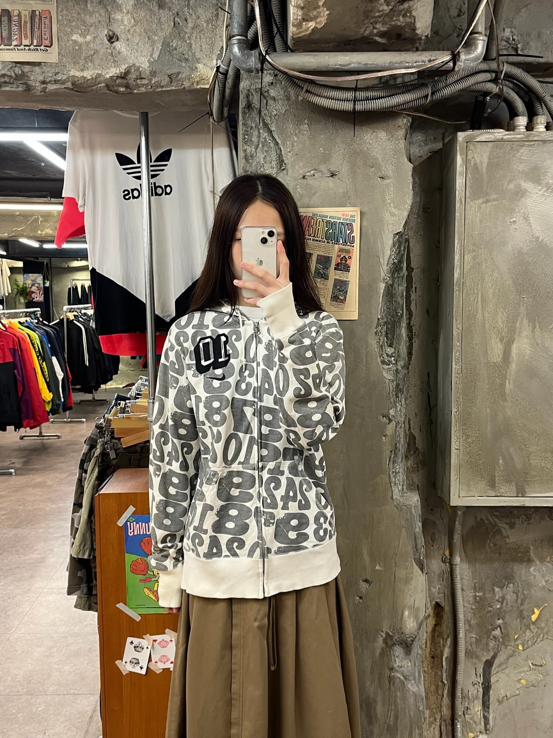 나이키 패턴 후드집업 그레이 M #csz1307 상품이미지2