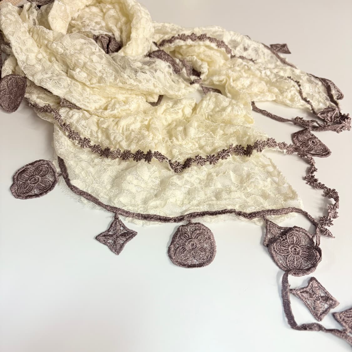 아이보리 레이스 장식 스카프 머플러 (JPN) 상품이미지2