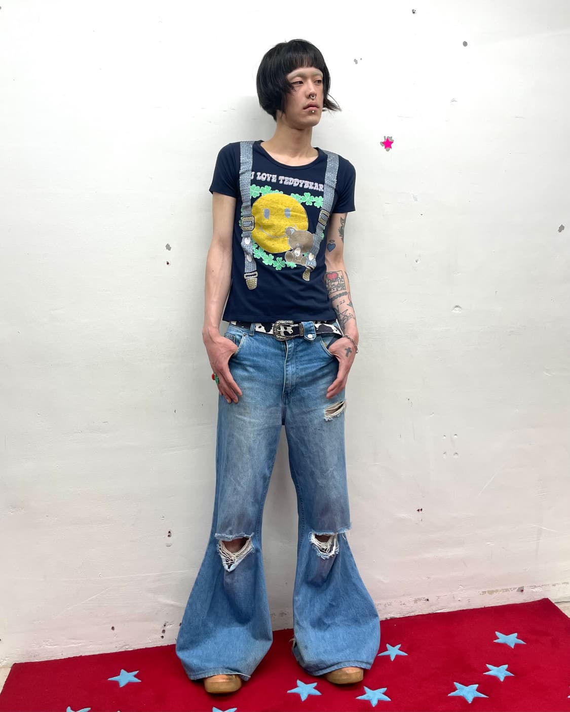 Smile Bear Suspender Cubic T-shirt 상품이미지5