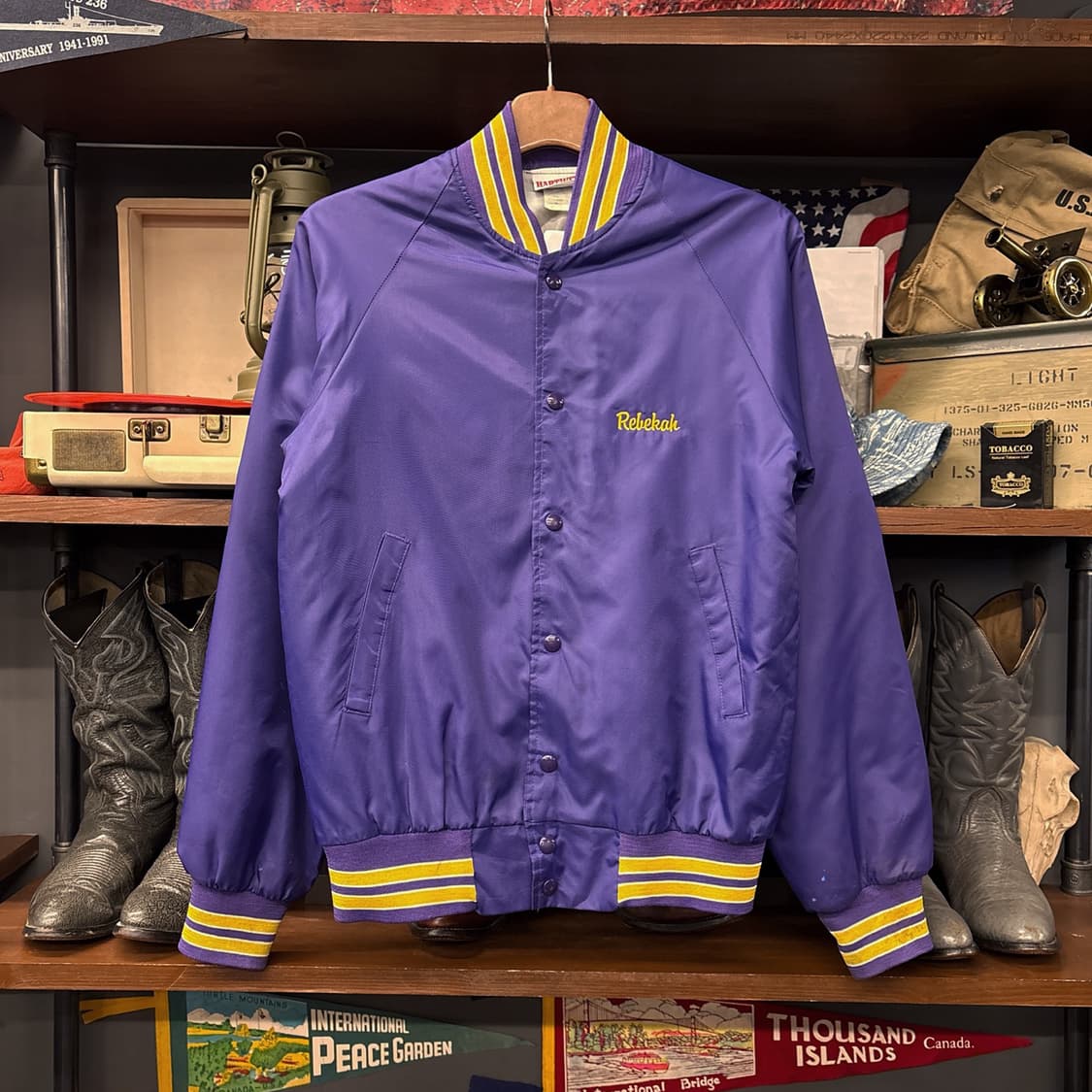 90s 하트웰 하이틴 스펠아웃 레터링 사틴 바시티 자켓 N781 상품이미지1