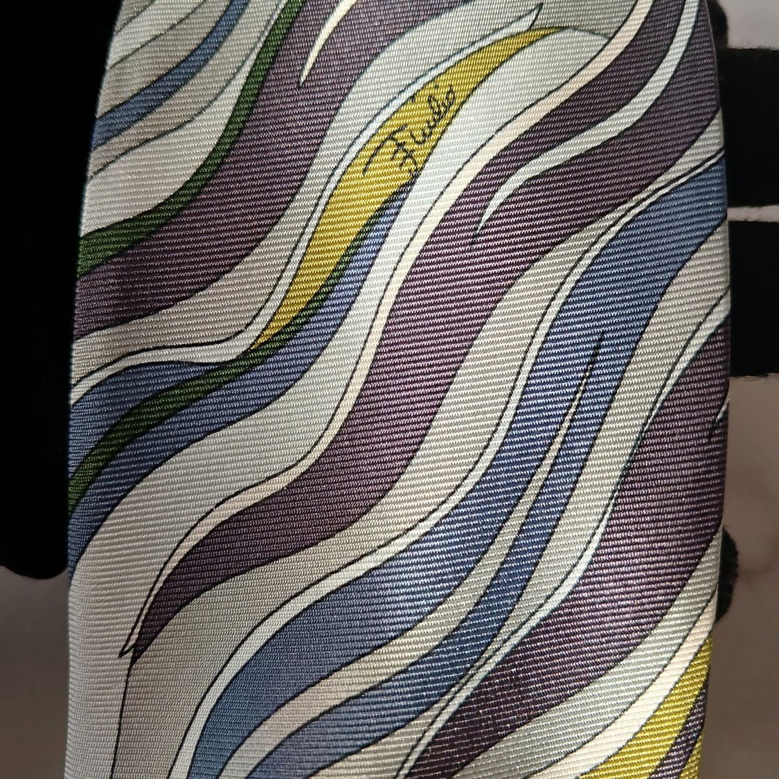 에밀리오푸치 실크 블루그린 웨이브 넥타이 8.7cm A+등급 A19014 상품이미지8