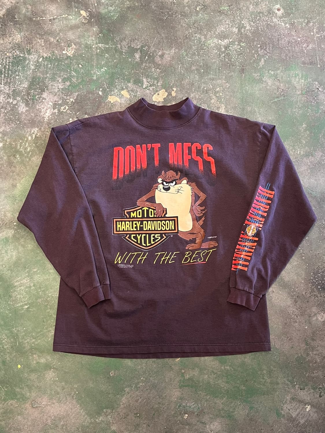 90's [XL] 할리데이비슨 루니툰즈 타즈 그래픽 빈티지 롱슬리브 상품이미지1