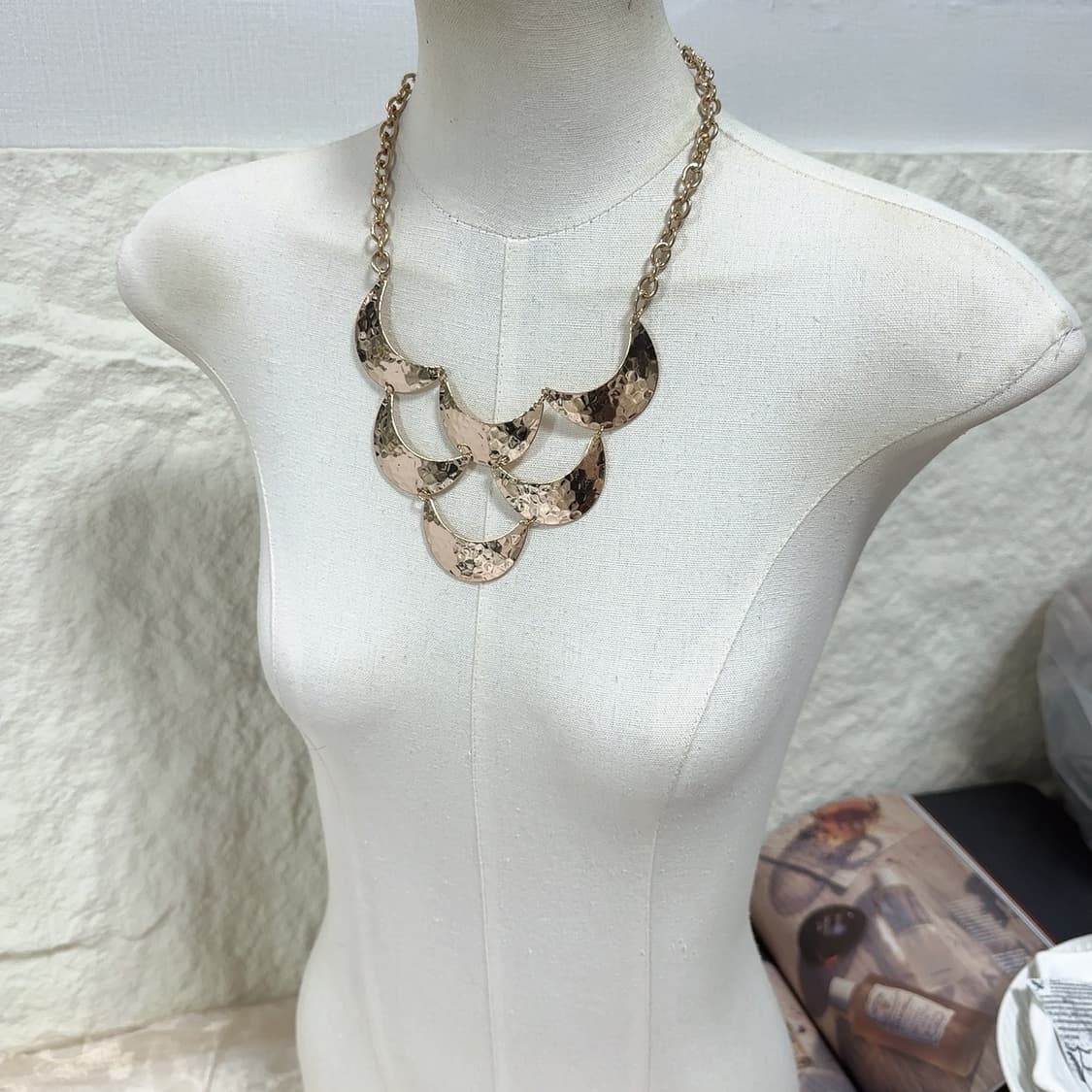 빈티지  해머링 미러 메탈 목걸이 상품이미지1