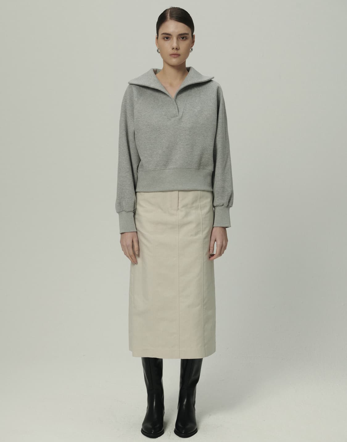 SHAWL CALLA SWEATSHIRTS [MELANGE GRAY] 상품이미지1