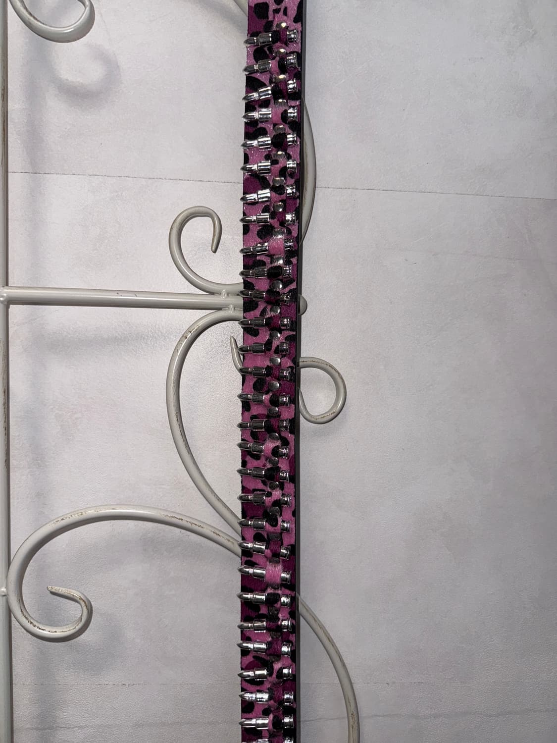 Pink leopard fur bullet punching belt 상품이미지5
