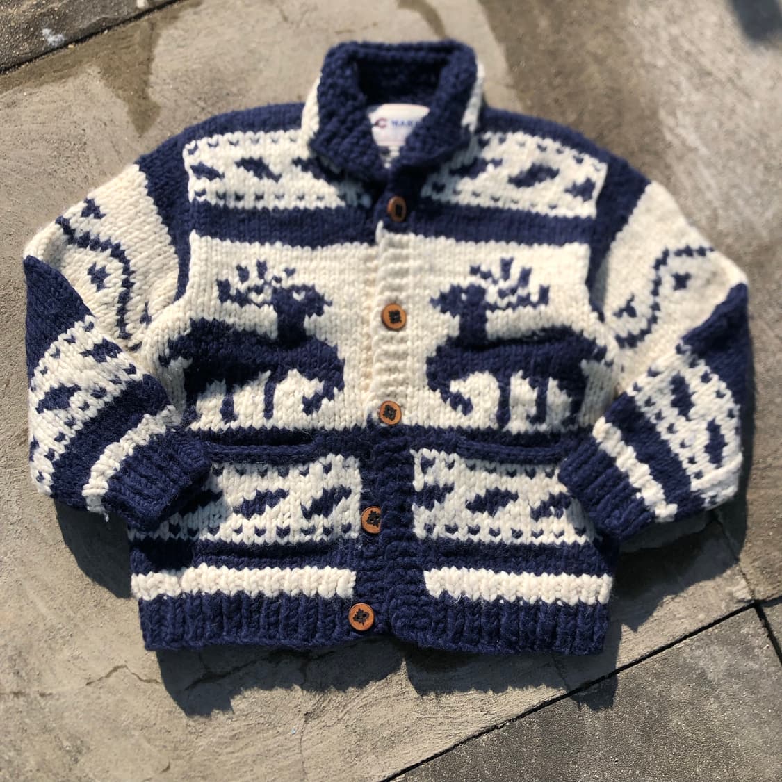 [L~XL] 빈티지 파랑 헤비울 코위찬 니트 가디건  상품이미지1